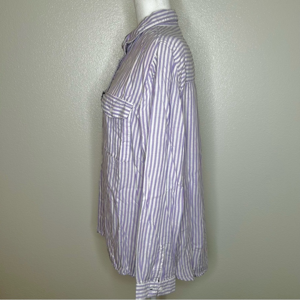 Beach Lunch Lounge Womens Purple & White Striped Button-Up Long Sleeve Shirt XL - Picture 4 of 9